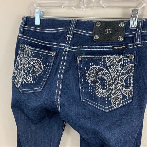 Miss Me easy skinny size 26 dark wash fleur de lis - Picture 2 of 12